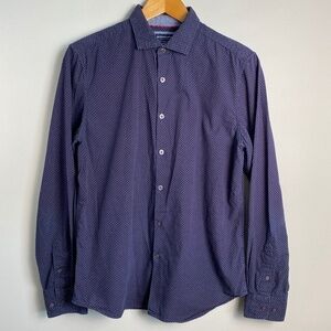 Denim & Flower‎ Men's Purple Allover Micro Houndstooth LS Button Shirt Medium